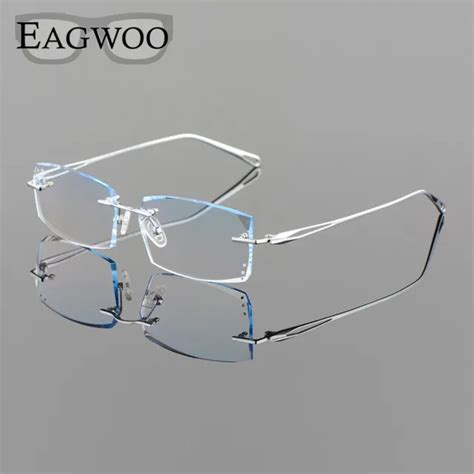 Titanium Eyeglasses Men Rimless Prescription Reading Photochromic Progressive Glasses Frameless