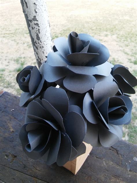 Black Paper Flowers Black Flowers Charcoal Flowers Black | Etsy