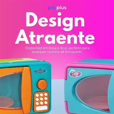 Microondas Brinquedo Azul Rosa Infantil Mini Cozinha Forno Divertida