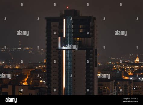 An aerial view of a building in the middle of the city of Jerusalem, Israel at night Stock Photo ...