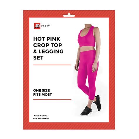 Hot Pink Crop Top Legging Set Costume Wonderland