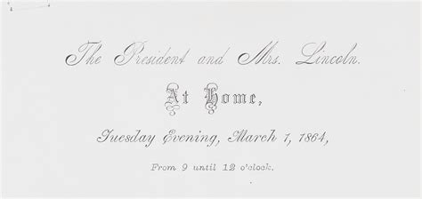 Abraham Lincoln White House Invitation For Congressional Party On