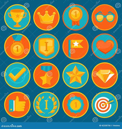 Vector Set Of Flat Gamification Icons Stock Vector Illustration Of