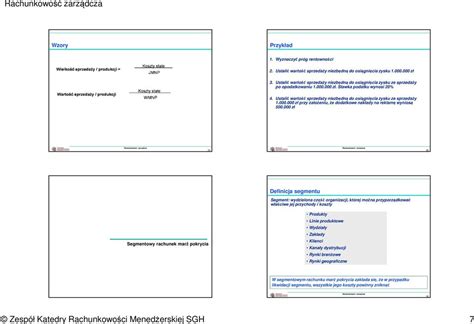 Rachunkowość zarządcza Zespół Katedry Rachunkowości Menedżerskiej SGH
