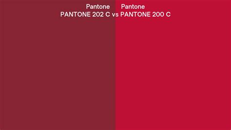 Pantone 202 C vs PANTONE 200 C side by side comparison