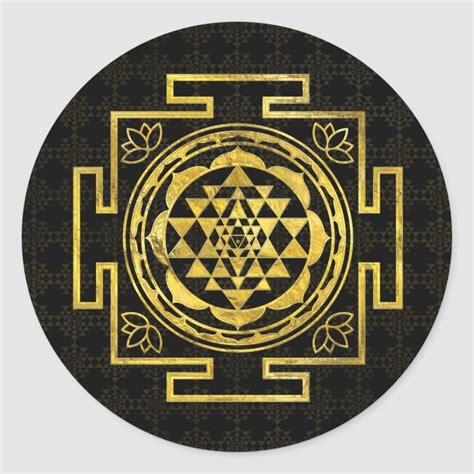 Golden Sri Yantra Sri Chakra Classic Round Sticker Zazzle Sri