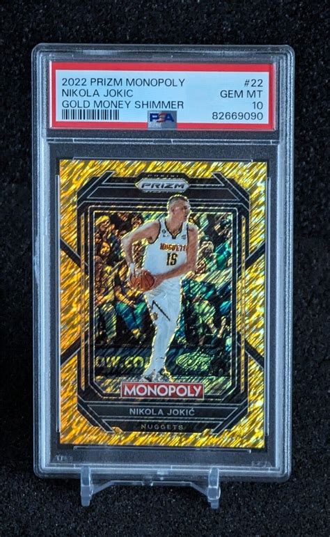 Nikola Jokic 2022 Prizm Monopoly 22 Gold Money Shimmer 500 PSA 10