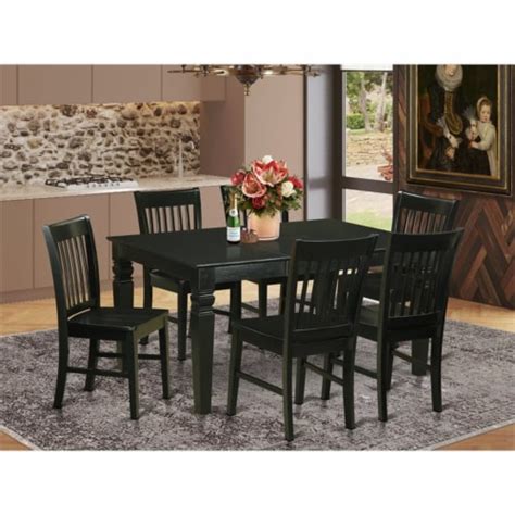 East West Furniture Weston 7 Piece Wood Table And Dining Chairs In