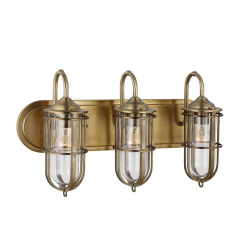 Urban Triple Wall Light In Dark Antique Brass Bathroom Lights