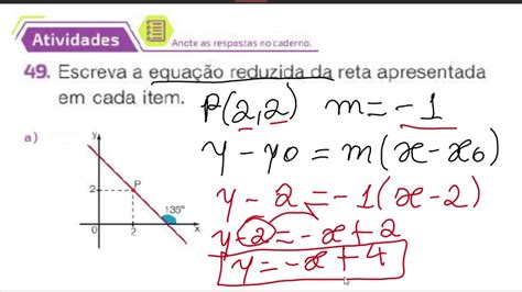 EQUAÇÃO DA RETA Correção da Atividade Parte I YouTube