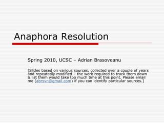 Anaphora Resolution Natural Language Processing Ppt