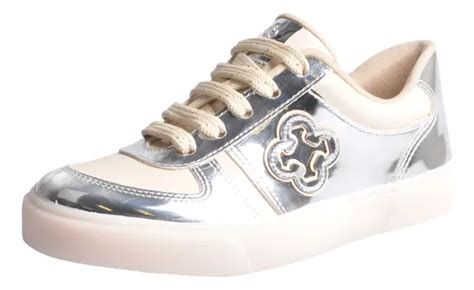 Tênis Infantil Feminino Capodarte Piccoli Prateado E Nude Parcelamento sem juros