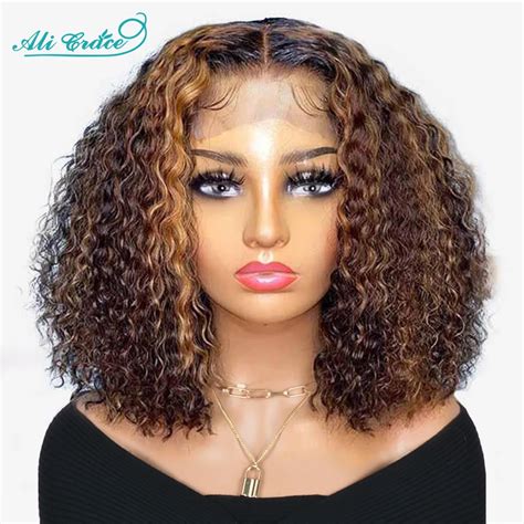 Highlight Curly Wig Human Hair Brazilian 4x4 Closure Wig Kinky Curly