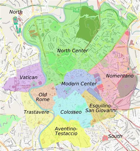 Roma Distretti Mappa Roma Cartina Lazio Italia