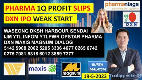 Daily KLSE BURSA Update 19 5 2023PHARMA 1Q PROFIT SLIPSDXN IPO WEAK