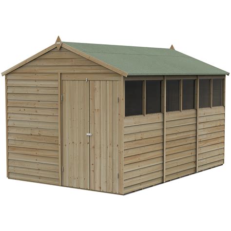 Forest Garden 4LIFE 8 X 12ft Double Door 6 Windows Apex Shed Wilko