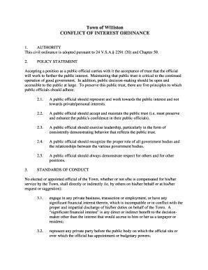 Fillable Online CONFLICT OF INTEREST ORDINANCE Fax Email Print PdfFiller