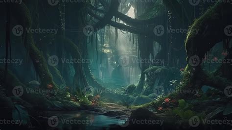 Deep Forest Fantasy Backdrop Concept Art Realistic Illustration Background With 22807265 Stock