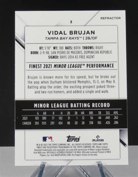 Topps Finest Refractor Vidal Brujan Rc For Sale Online Ebay