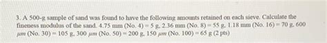 Solved Calculate The Fineness Modulus Of The Sand 3 A