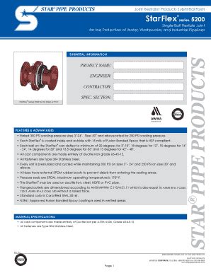 Fillable Online Joint Restraint Products Submittal Form StarFlex Series