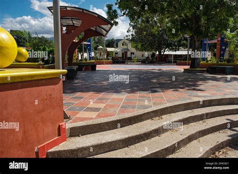 A small church occupies space in Rio Ancho, Colombia's main plaza Stock ...