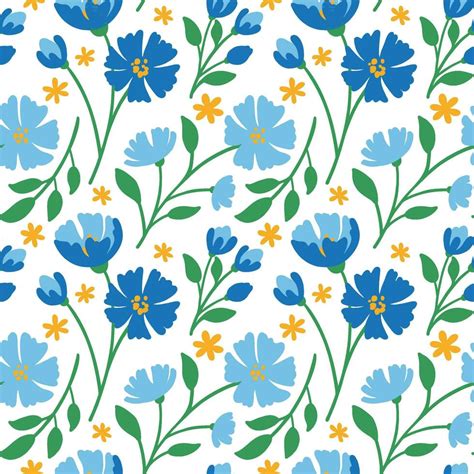 Cornflower. Summer wildflowers. Rustic style. Cute seamless pattern ...