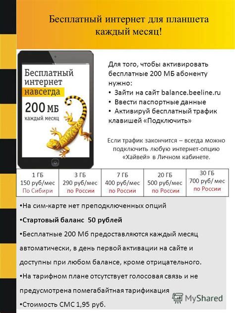 Презентация на тему: "Бесплатный интернет для планшета каждый месяц! На ...