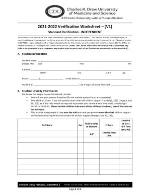 Fillable Online 2021 2022 Verification Worksheet V1 Fax Email Print