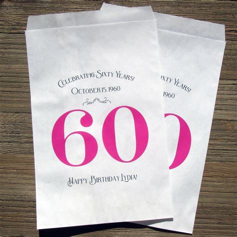 60th Favor Bags Adult Birthday Favor 60th Birthday Favor Etsy