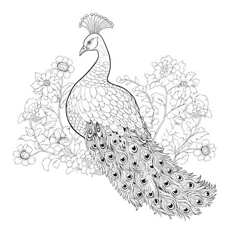 Premium Vector Peacock Cartoon Bird For Coloring Page Black And White Coloring Book Or Page