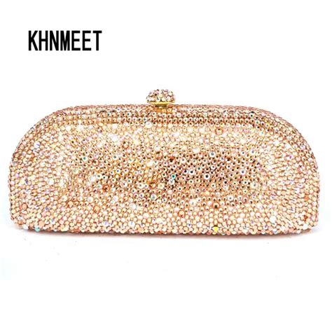 Laisc Champagne Evening Clutch Bag Crystal Party Purse Female Chain Bag