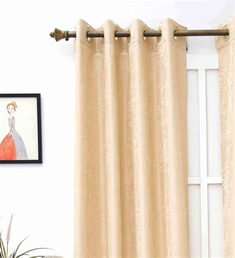 Buy Beige Solid Polyester Ft Blackout Eyelet Door Curtain By Ariana