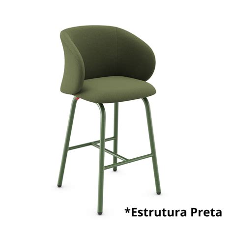 Banqueta Fixa Alta 36722 Base Metal Estrutura Preta Linha Bee