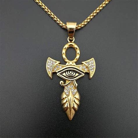 Collier pendentif croix égyptienne Ankh pour femmes hommes couleur or