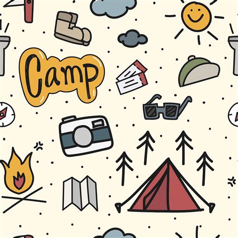 Illustration drawing style of camping icons background | free image by ...