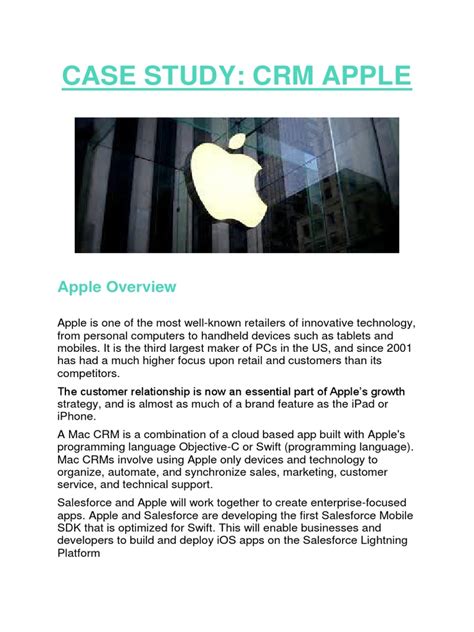 Case Study On Apple Crm Pdf Apple Inc Ios