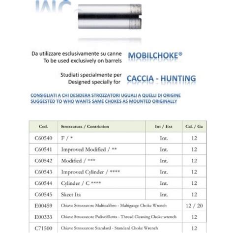 BERETTA STROZZATORE MOBILCHOKE INTERNO Cal 12 M 3 MODIFIED Cod C60542