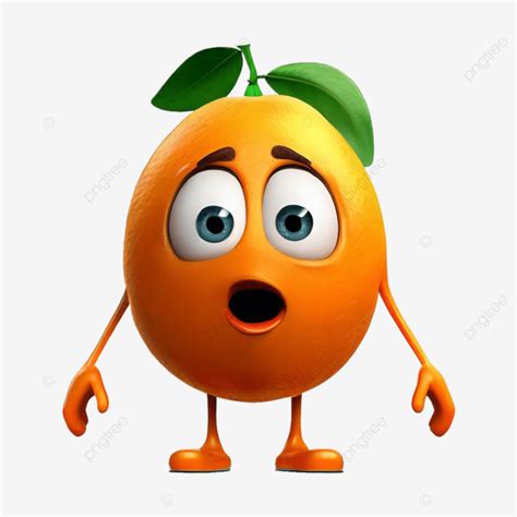 Orange Fruit Mascot Shocked Expression Orange Fruit Mascot Shocked