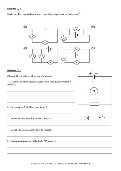 Exercices Physique Electricite 5Eme