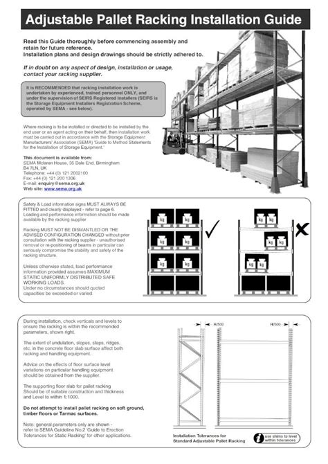 (PDF) Adjustable Pallet Racking Installation · PDF fileAdjustable ...