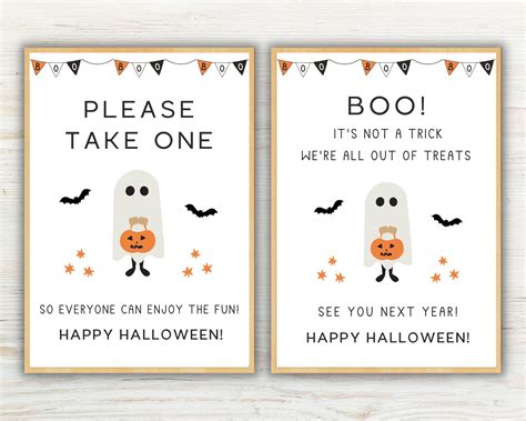 Please Take One Sign Halloween Printable Out of Candy Sign - Etsy