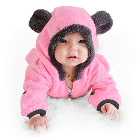 Baby Fleece Jumpsuit Cute Cartoon Animal Outfit Hooded Romper Outfits ...