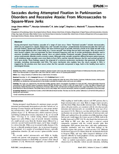 Pdf Saccades During Attempted Fixation In Parkinsonian Disorders And