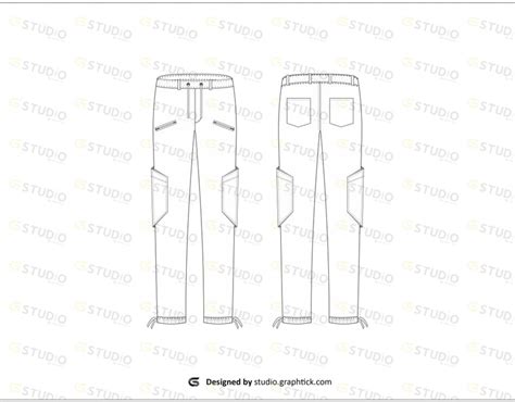 CARGO PANT FLAT SKETCH - shop.graphtick.com