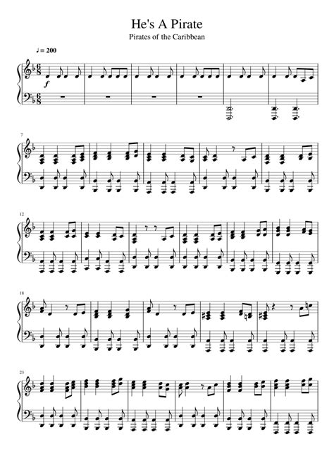 He's a Pirate - Pirate of the Carribbean (main theme) Sheet music for Piano (Solo) | Musescore.com