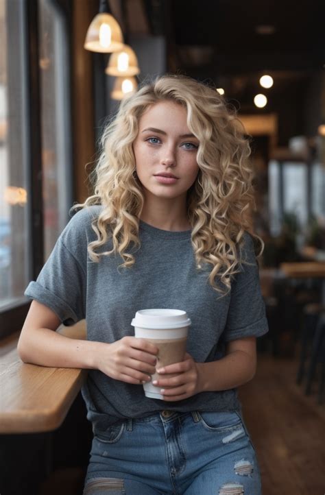 Full Body Portrait Of A Beautiful Blonde Model Big V