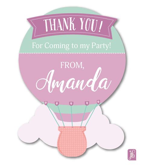 Hot Air Balloon Gift Tag Sticker Personalized Party Labels Etsy