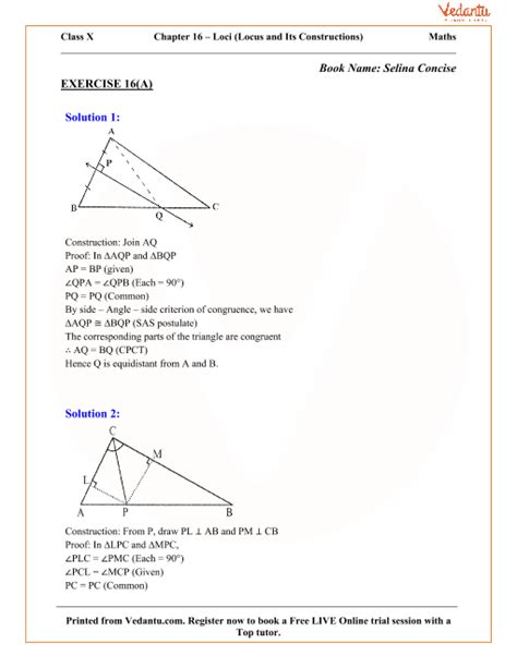 Loci Locus And Its Constructions Solutions For Icse Board Class 10