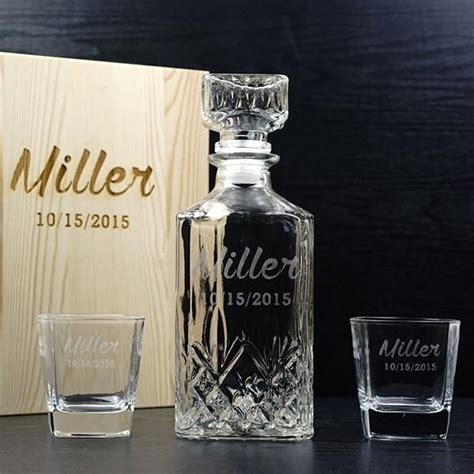 Unique Groomsmen Gifts Personalized Whiskey Decanter Set With Wood